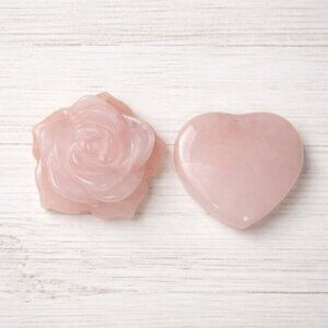 Rose Quartz Pendants (Two) Rose & Heart